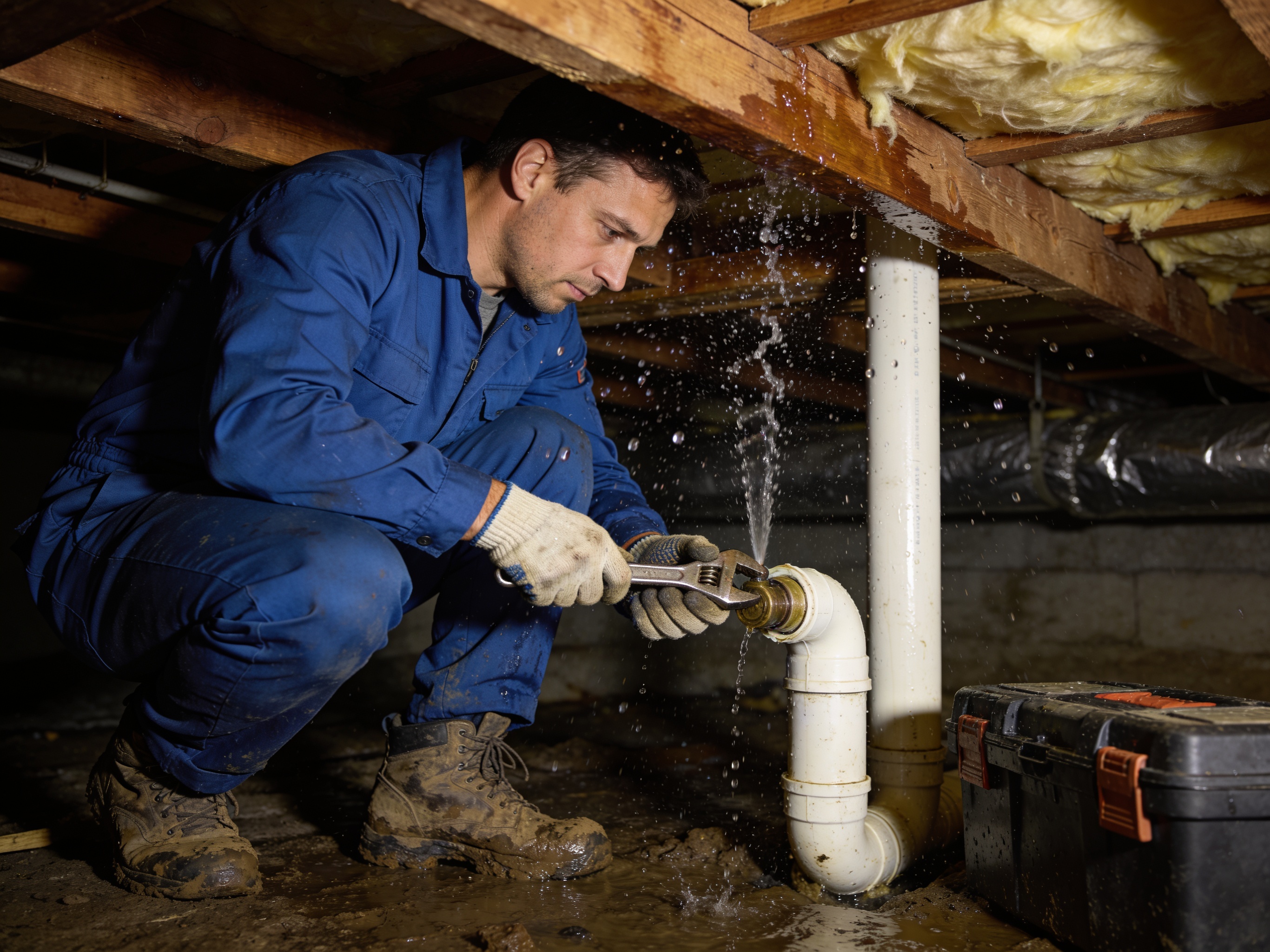 Burst Pipe in Crawl Space in Indian Trail, NC